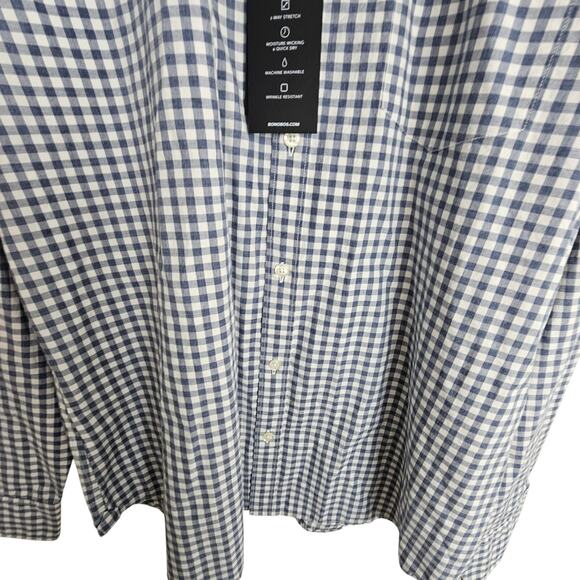 NEW Bonobos Dress Shirt Blue White Checker Button Down Shirt Men XL Slim Fit - Picture 3 of 9
